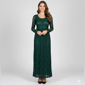 BETSEY JOHNSON Vtg 90s Y2K‎ Green Lace Peekaboo Goth Grunge Maxi Dress sz M